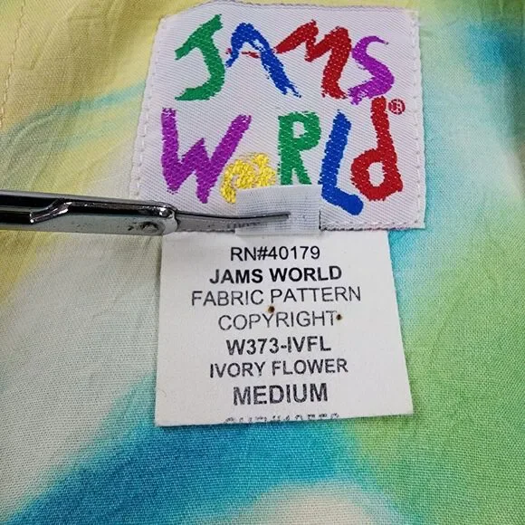 Vintage Jams World Dress Womens Medium Colorful Ivory Flower Sleeveless USA Made - Picture 15 of 16